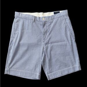 Polo Ralph Lauren Seersucker Shorts Men’s 35 Blue white Striped Stretch EUC